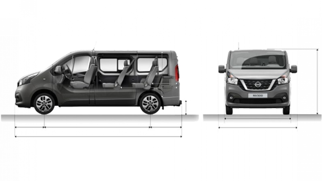 ABD Nissan - NV300 - afmetingen - combi